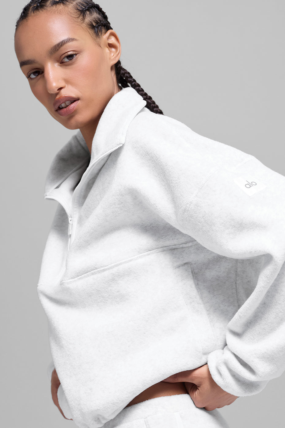 Polar Fleece Retreat Cover Up - White Heather Grey