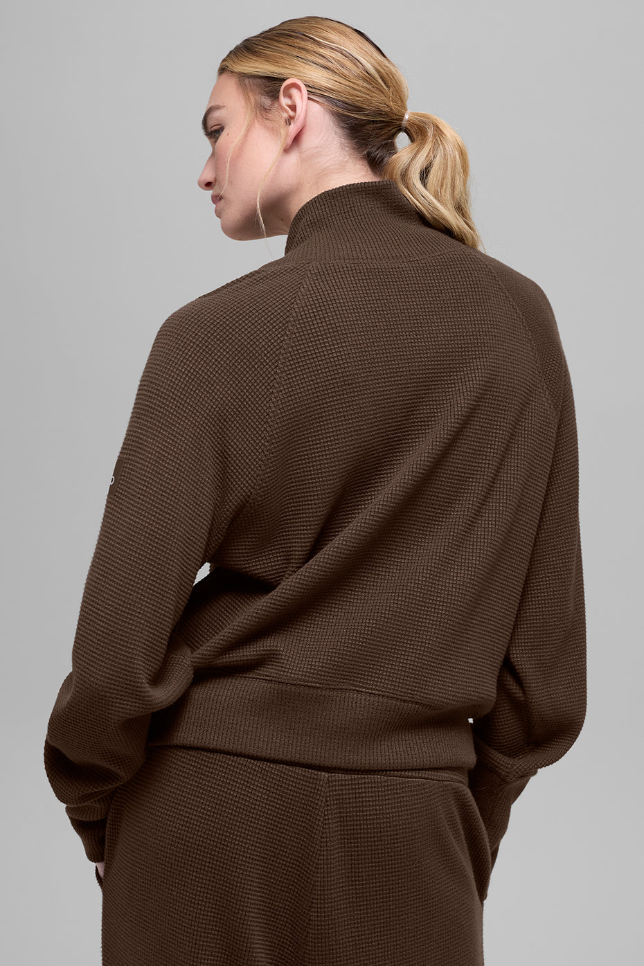 Waffle Weekend Escape Mock Neck Long Sleeve - Espresso